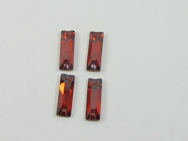 4pcs. BAGUETTE 18X6mm  RED MAGMA SEW ON FLATBACK European Rhinestones